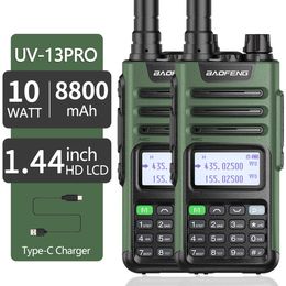 Walkie Talkie 2pc Baofeng UV-13 Pro 10W High Power Pro Support Type-C Charger Long Range Distgrade UV-5R BF-9R 221108