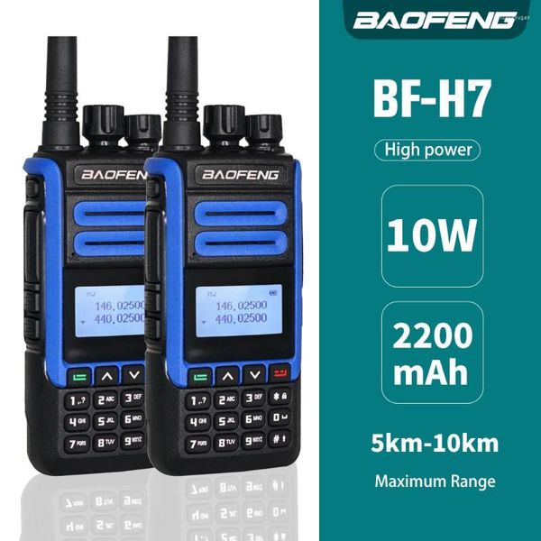 Walkie Talkie 2 uds 10W alta potencia Baofeng BF-H7 banda Dual Radio bidireccional portátil 10KM transmisor de caza aficionado transceptor HF