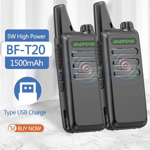 Walkie Talkie 2 uds Baofeng BFT20 5W portátil Mini VOX carga USB para BFC9 BF888S KDC1 Radio bidireccional el Hunting 231030
