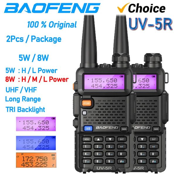 Talkie-walkie 2 pièces Baofeng Original UV5R double bande 136 174Mhz 400 520Mhz Portable BF UV 5R 8W émetteur-récepteur Radio bidirectionnel Pofung 231019