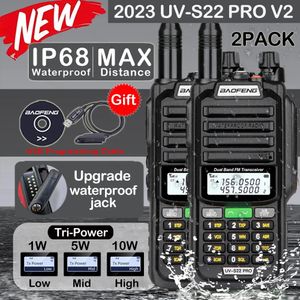 Walkie Talkie 2 stks Baofeng Professionele 10 W Krachtige UV S22 PRO IP68 Waterdichte VHF UHF Dual Band Tweeweg CB Ham Radio Voor Jacht 231129