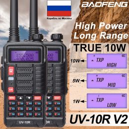 Walkie Talkie 2 STKS Baofeng UV 10R Professionele Talkies High Power 10 W Dual Band 2 manier CB Ham Radio hf Transceiver VHF UHF BF UV10R 231030