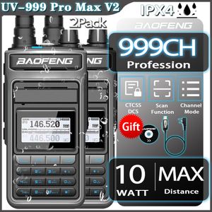 Talkie-walkie 2 pièces BAOFENG UV 999 Pro Max 10W émetteur-récepteur portable professionnel haute puissance double bande 2 voies Radio de chasse 2023 230823