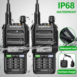 Walkie talkie 2 stcs baofeng uv 9r pro ip68 waterdichte dubbele band 136 174 400 520mhz ham radio opgewaardeerd van UV9R lange afstand UV XR 230823