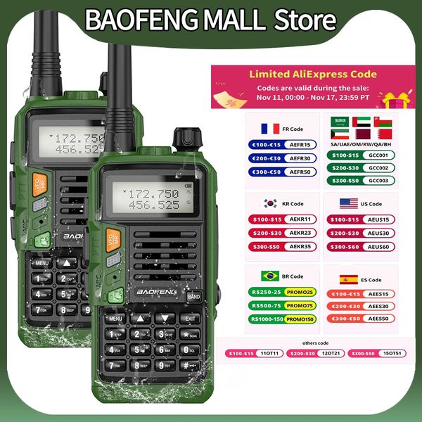 Walkie Talkie 2 piezas BaoFeng UV S9 PLUS impermeable 10 W potente radio CB de largo alcance portátil conjunto de dos vías para viajes de caza 231117