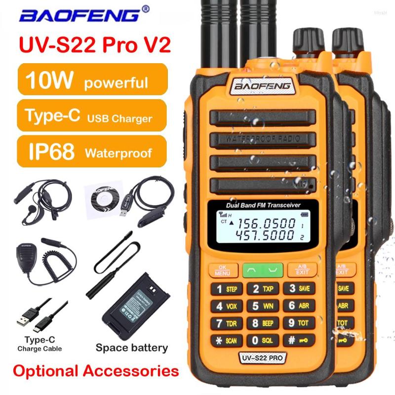 Walkie talkie 2pcs Baofeng UV-SS Pro V2 Waterproof IP68 Type-C ładowarka wysoka moc Dwukierunkowy radio VHF UHF Portable UV9R Plus