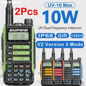 Walkie talkie 2pcs baofeng uv16 max 10w v2 versie vhf uhf dubbele band tweeweg cb ham radio draagbare transceiver uv10r 221119