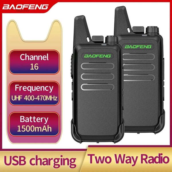 Walkie Talkie 2PCS Mini Walkie Talkie Baofeng BF-T20 Radio portátil de dos vías Carga USB VOX para BF-C9 BF-888S KD-C1 para estación Hotel HuntingL2403