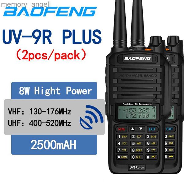 Talkie-walkie 2 pièces/paquet Baofeng UV-9R PLUS radio amateur double bande étanche talkie-walkie vhf uhf interphone HKD230925