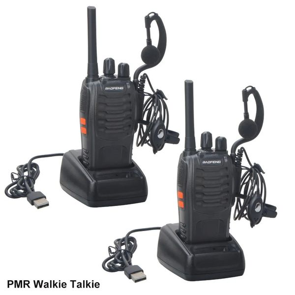 Walkie Talkie Paquete de 2 unidades Walkie Talkie Baofeng BF-88E PMR 16 canales 446.00625-446.19375MHz Radio sin licencia con cargador USB y auricular 231018