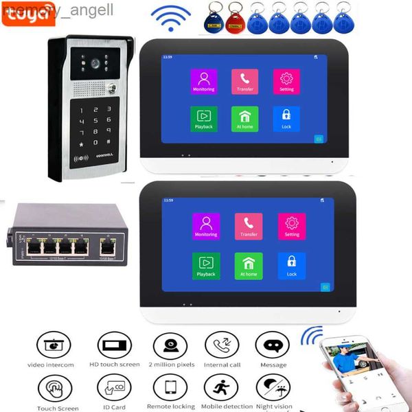 Talkie-walkie 7 pouces WiFi système d'interphone vidéo sonnette caméra interphone sans fil Tuya porte téléphone déverrouillage à distance pour maison appartement Villa HKD230925