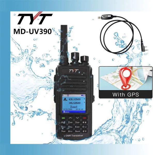 Talkie-walkie AES256 cryptage TYT MD UV390 UV380 DMR VHF UHF double bande GPS IP67 étanche numérique 231019