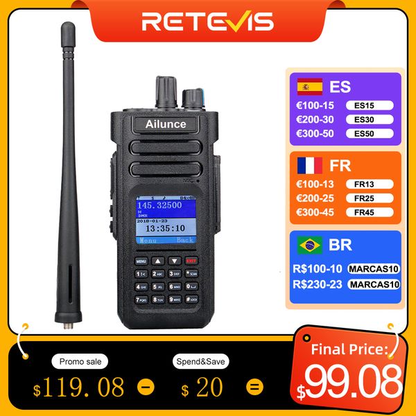 Talkie-walkie Ailunce HD1 DMR Radio amateur numérique longue portée Amateur talkie-walkie bidirectionnel GPS VHF UHF émetteur-récepteur double bande 230823