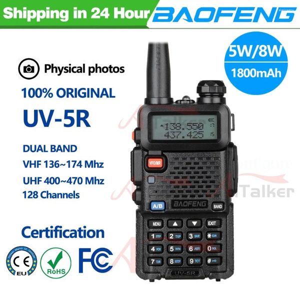 Walkie Talkie Baofeng 5W/8W Original UV5R banda Dual 136-174Mhz 400-520Mhz portátil BF UV-5R Radio bidireccional Pofung transceptor HF