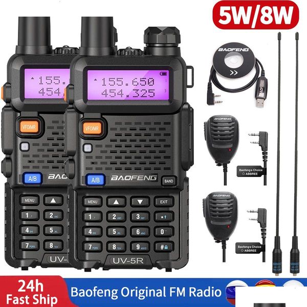 Talkie-walkie Baofeng Bf Uv5R 5W 8Wportable Radio Fm Vhf Uhf double bande Amateur bidirectionnel pour la chasse Uv 82 9R Plus 230816 Drop Deliver Dhq9P