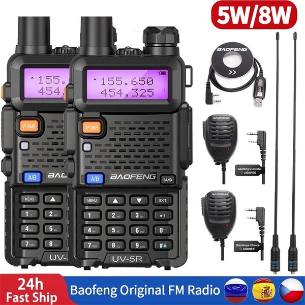 Walkie Talkie Baofeng BF UV5R 5W 8W Radio FM portátil VHF UHF Banda dual Aficionado bidireccional para caza UV 82 UV 9R PLUS 230823