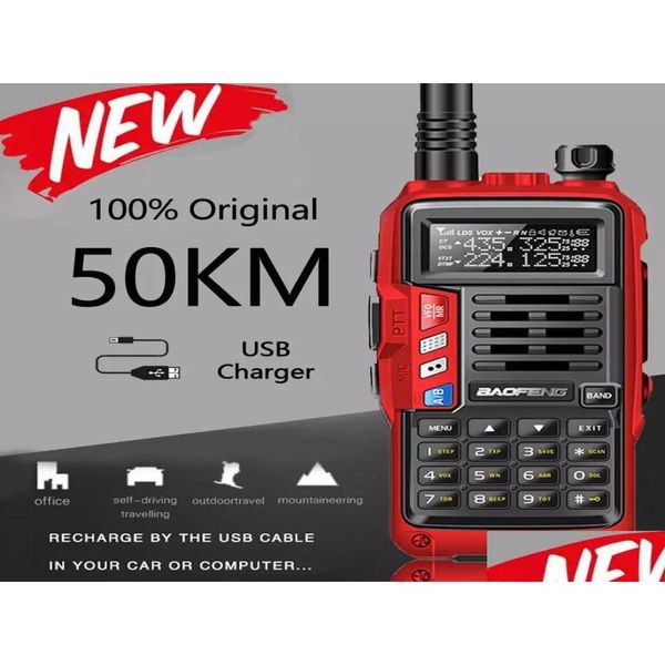 Walkie talkie baofeng bf uvs9 plus 10w vhfuhf triband bidiromutial radio fm ham long gamme red7114611 drop livraison electronics telecomun dhih5