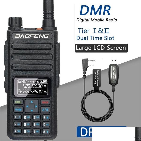 Talkie-walkie Baofeng Dr 1801 DMR Radio bidirectionnelle double bande Tier I II Slot horaire UHF Poste numérique 231117 Drop Delivery Electronics Telec Otenb