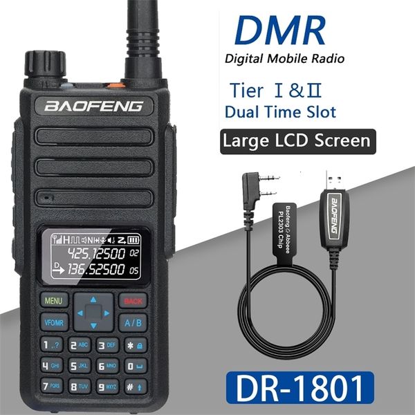 Talkie-walkie Baofeng DR 1801 DMR Radio bidirectionnelle double bande niveau I II créneau horaire Uhf poste numérique 231117