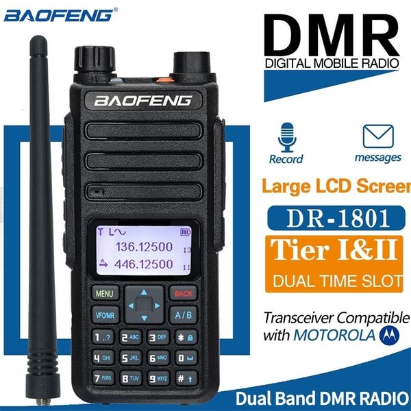 Talkie-walkie Baofeng DR 1801 longue portée double bande DMR numérique analogique niveau 1 2 niveaux II mise à niveau de la fente horaire de la Radio DM 1801 230823