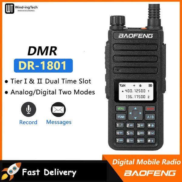 Walkie Talkie Baofeng DR 1801 Largo alcance Banda dual DMR Digital Analógico Nivel 1 2 Nivel II Actualización de ranura de tiempo de DM 1801 Radio 231019