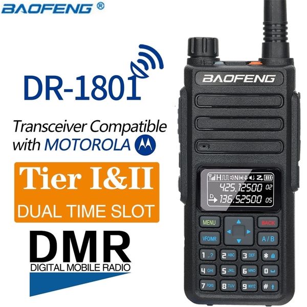 Talkie-walkie Baofeng DR 1801 niveau 1 2 double créneau horaire numérique DM 1801 bande UV mise à jour 136 174 400 470 MHz Radio DMR 230823