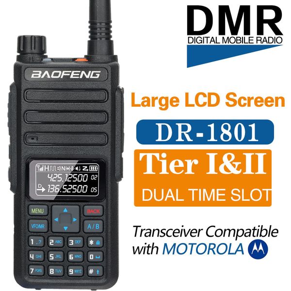 Talkie-walkie Baofeng DR-1801 Tier 12 Dual Time Slot Talkie-walkie longue portée DM-1801Mise à jour Dual Band 136-174 400-520MHz DMR Digital Radio 230714