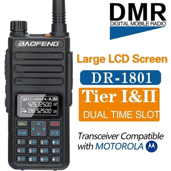 Walkie Talkie Baofeng DR-1801 Nivel 12 Ranura de tiempo dual DM-1801 de largo alcance Banda actualizada 136-174 400-520MHz DMR Radio digital 221025