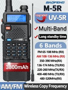Walkie talkie baofeng m-5r 3800mAh bande complète de copie sans fil fréquence à longue portée radio HAM UV-5R K5 portable bidirectionnel