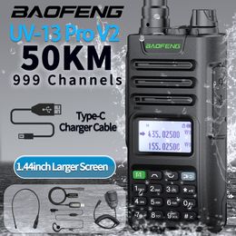 Walkie Talkie Baofeng UV 13 Pro V2 10W krachtige dubbele bandtype C Charger 16 km lange afstand UV13 Pro Transceiver Ham Two Way Radio 230816