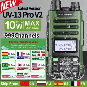 Talkie-walkie BaoFeng UV 13 PRO V2 10W puissant double bande étanche Type C chargeur 16KM longue portée UV13 Pro Ham Radio bidirectionnelle 231117