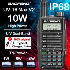Talkie-walkie Baofeng UV-16 Max Talkie-walkie 10W 8800mAh haute puissance 128 canaux longue portée double bande Typ-C Jack mise à niveau UV-10R uv9r HKD230922