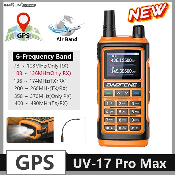 Walkie Talkie Baofeng UV-17 Pro Max GPS Air Band VHF / UHF Copie sans fil Fréquence FM NOAA DTMF TYPE-C AMATEUR HAM RADI