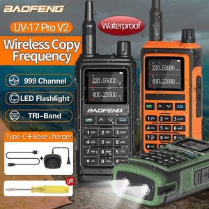 Talkie-walkie Baofeng UV 17 Pro V2 fréquence de copie sans fil 16 KM longue portée lampe de poche étanche chargeur TypeC Radio amateur 5R 230830