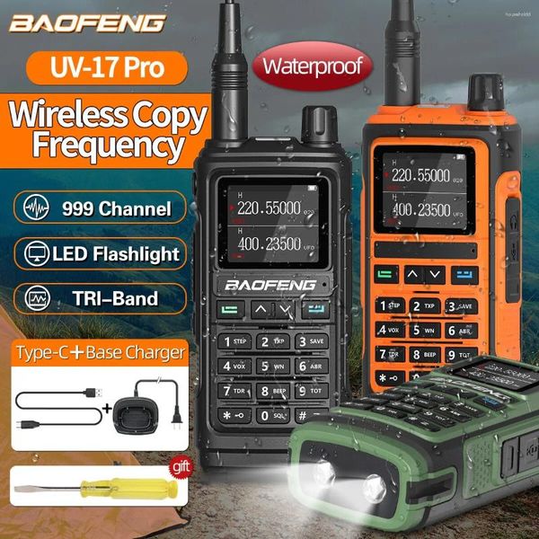 Baofeng – walkie-talkie UV 17 Pro, fréquence de copie sans fil, longue portée 16 KM, lampe de poche étanche, chargeur type-c, Radio amateur 5R