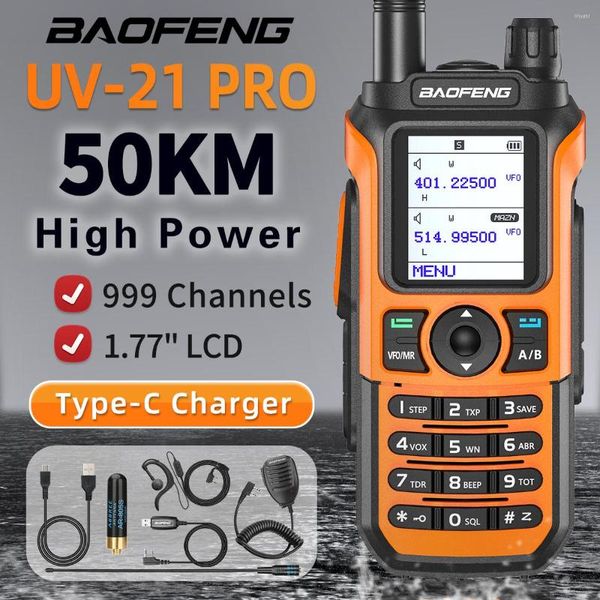 Walkie Talkie BaoFeng UV 21 PRO de doble banda 136-174/400-520MHz 50KM 999CH de largo alcance actualizado de UV5R UV9R UV-10R Ham Radio