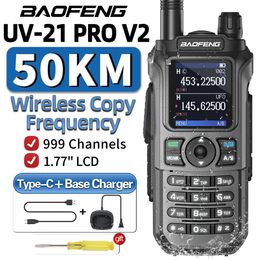 Walkie Talkie Baofeng UV 21 PRO V2 Frequenza di copia wireless 16 KM a lungo raggio TIPO C Radio bidirezionale Ham CB UV 5R UV 17 231019