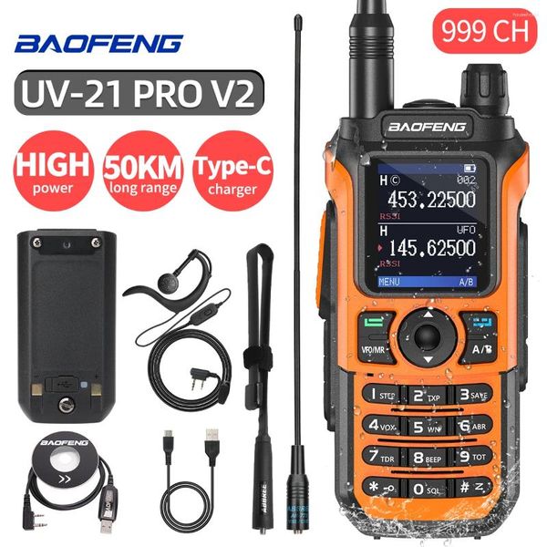 Talkie-walkie Baofeng UV-21 PRO V2 fréquence de copie sans fil professionnel longue portée 16 Km haute puissance Radio amateur bidirectionnelle