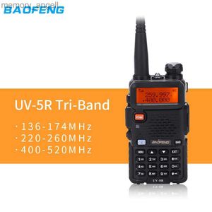 Talkie-walkie Baofeng UV-5R-3B 5W émetteur-récepteur de talkie-walkie amateur tri-bande 136-174 220-260 400-520 MHz double affichage interphone UV5R amélioré HKD230922
