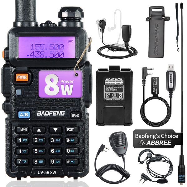 Talkie-walkie BaoFeng UV 5R 8W 5W Talkie-walkie portable haute puissance VHF UHF double bande bidirectionnelle CB Ham Radio émetteur-récepteur UV5R 230823