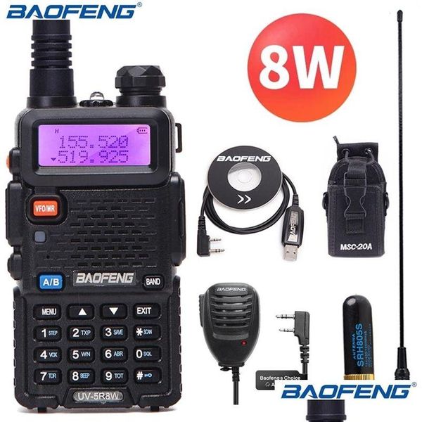 Walkie Talkie Baofeng Uv-5R 8W Alta potencia 10Km Vhf / Uhf Radio bidireccional de largo alcance Cb Ham Pofung portátil Uv5R para caza 210817 Drop Dhriw