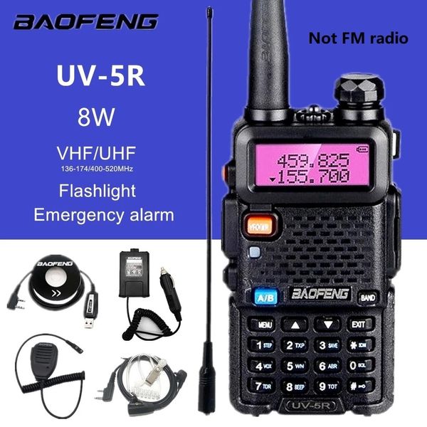 Talkie-walkie Baofeng uv 5r 8w longue portée 15km double bande CB Ham Stations de Radio UHF VHF hf émetteur-récepteur Scanner Amateur UV5R 221108
