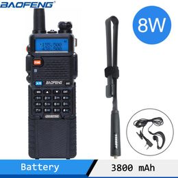 Walkie Talkie Baofeng UV-5R 8W Krachtige 3800 MAH 10km 50km Lange Range UV5R Dual Band Two Way CB Radio AR-152 Tactische Antenne