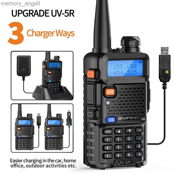 Walkie Talkie Baofeng UV-5R Versión mejorada de doble banda con cable de carga directa USB Potentes walkie talkies portátiles de largo alcance para caza HKD230922