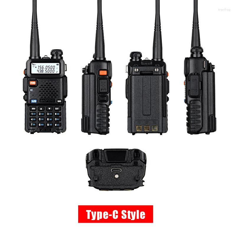 Walkie Talkie Baofeng UV 5R Support Type-C eller USB Charger Real 2600mAh 8W Portable Two Way Radio Uppgraderad version