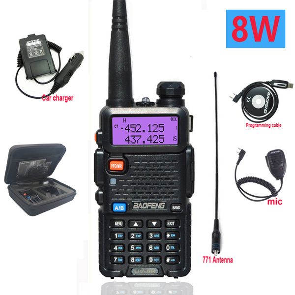 Walkie Talkie Baofeng UV 5R True 8W Ham portátil CB Radio Banda dual VHF UHF Transceptor FM Radios de caza bidireccionales UV82 UV9R Plus 230823