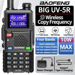 Walkie Talkie Baofeng UV 5RH 10 W Draadloze kopieerfrequentie 999CH USB Type C Oplader Verbeterde 5R Transceiver Ham Tweerichtingsradio 231030