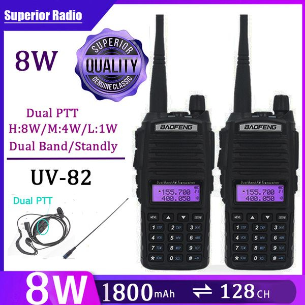 Walkie Talkie Baofeng UV 82 8W FM Radio Comunicado 1PCS 2PCS Banda dual para caza CB Ham Radios de largo alcance UV 5R UV 16 230731