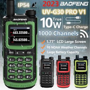 Walkie Talkie Baofeng UV-G30 Pro Ham Walkie Talkie Inalámbrico de largo alcance Frecuencia de copia Cronómetro Radio bidireccional resistente al agua Cargador tipo C UV 5RL2403L2403