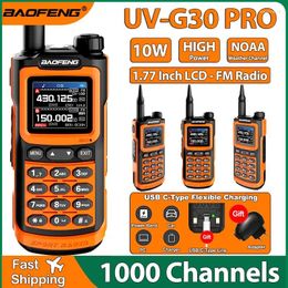 Walkie Talkie Baofeng UV-G30 Pro V2 10W Type C Charge Dual / Tri Band Facultatif NOAA 1,77 pouce écran LCD FM IMPHERPORY UV17 16